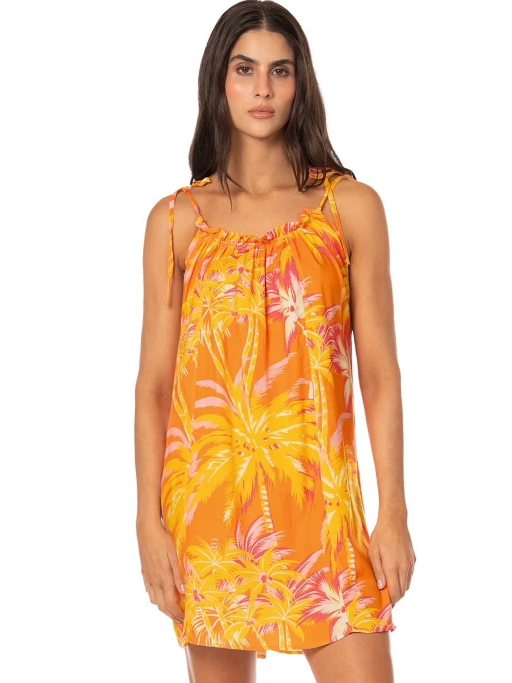 Maaji Orange & Pink Tropical Tie-Shoulder Dress